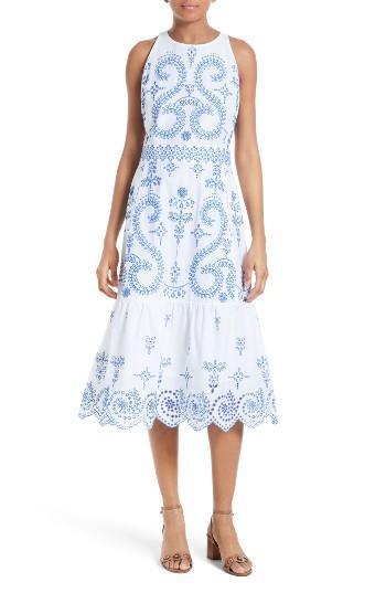 Women's Tory Burch Mariana Embroidered Cotton Midi Dress