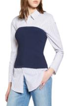 Petite Women's Halogen Corset Sweater P - Blue