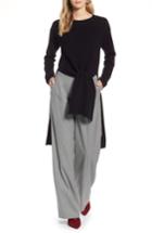 Women's Halogen Tie Front High/low Sweater - Black