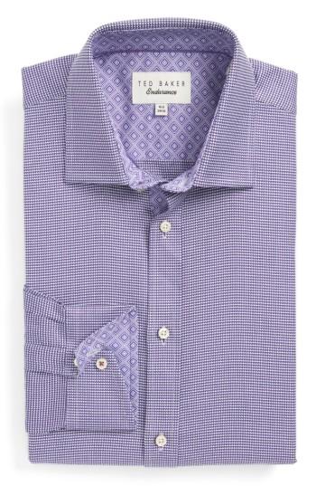 Men's Ted Baker London Chimy Trim Fit Geometric Dress Shirt - 32/33 - Purple
