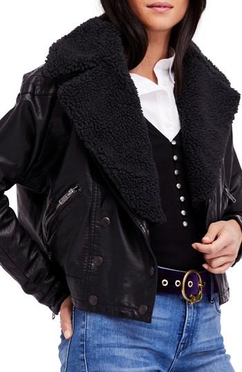 Women's Free People Halen Faux Leather Moto Jacket