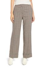 Women's Vince Camuto Country Check Wide Leg Cuff Pants - Black
