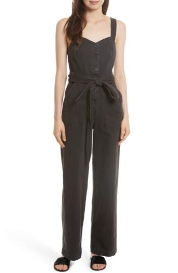 Women's La Vie Rebecca Taylor Garment Dyed Twill Jumpsuit - Grey