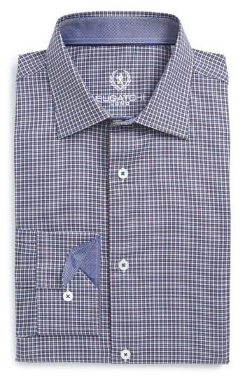Men's Bugatchi Trim Fit Plaid Dress Shirt - Brown
