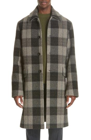 Men's Acne Studios Check Wool Overcoat Eu - Grey