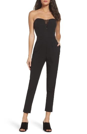Women's Adelyn Rae Henley Strapless Jumpsuit - Blue