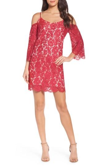 Women's Chelsea28 Cold Shoulder Lace Shift Dress - Red