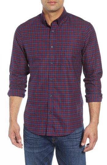 Men's Nordstrom Men's Shop Smartcare(tm) Regular Fit Grid Sport Shirt - Red