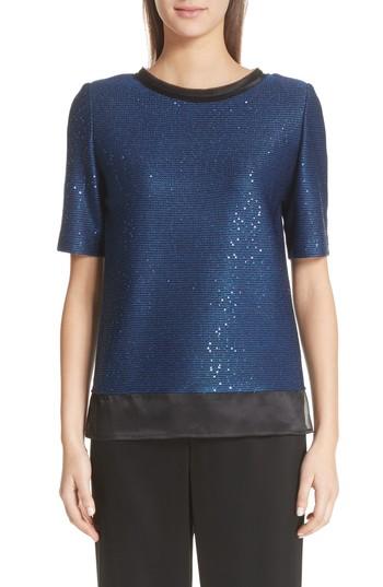 Women's St. John Collection Paillette Knit Top, Size - Blue
