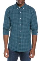 Men's Bonobos Washed Button Down Slim Fit Check Sport Shirt R - Green