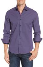 Men's Stone Rose Slim Fit Teardrop Print Sport Shirt (l) - Purple