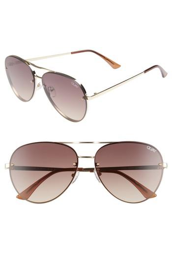 Women's Quay Australia X Missguided Cool Innit 56mm Aviator Sunglasses - Gold/ Brown