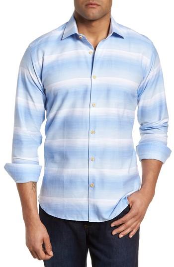 Men's Jared Lang Slim Fit Stripe Sport Shirt, Size - Blue