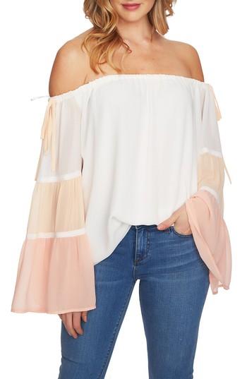 Women's 1.state Tiered Off The Shoulder Top, Size - Ivory
