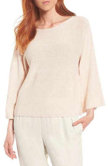 Women's Eileen Fisher Organic Cotton Blend Sweater, Size - Beige