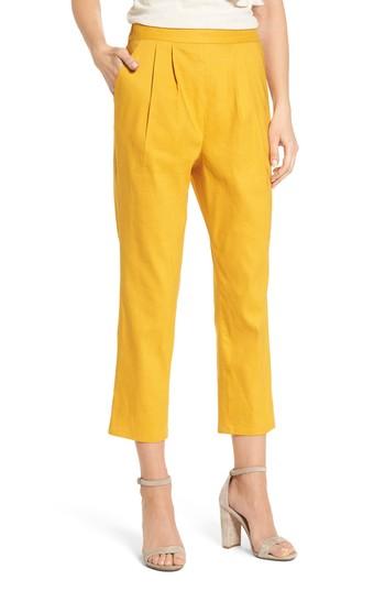 Women's Leith Pleat Front Crop Pants - Yellow