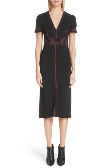 Women's Burberry Benni Topstitched Midi Dress Us / 38 It - Black