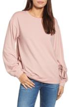 Women's Halogen Grommet Tie Sleeve Sweatshirt - Pink