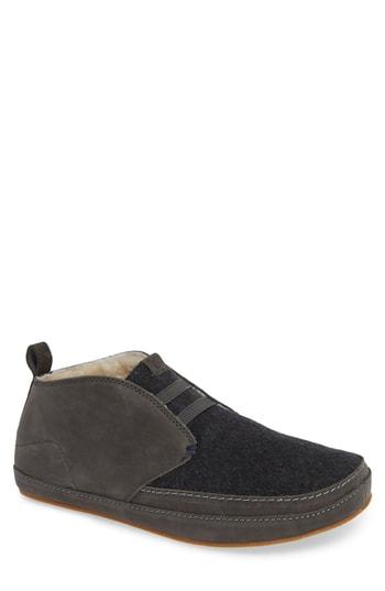 Men's Olukai Moloa Genuine Shearling Slipper M - Grey