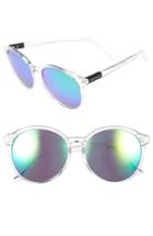 Women's Perverse 'zero Chill' 57mm Round Sunglasses - Clear/ Blue Green Mirror