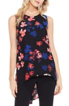 Petite Women's Vince Camuto High/low Floral Blouse, Size P - Black