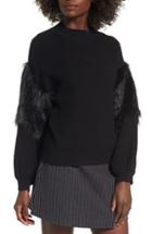 Women's Leith Faux Fur Sleeve Sweater - Black
