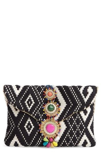 Steven By Steve Madden Beaded & Embroidered Clutch - Black