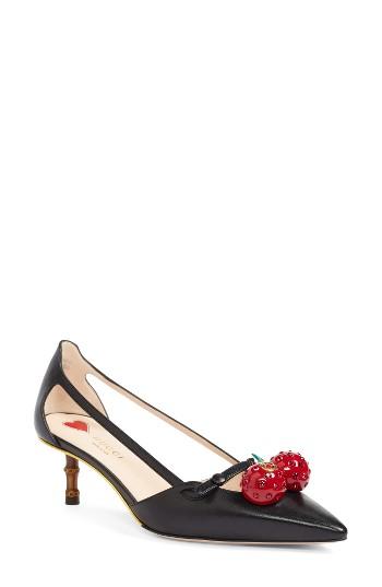 Women's Gucci Unia Cherry Pump .5us / 36.5eu - Black