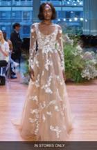 Women's Monique Lhuillier Alexia Illusion Tulle A-line Gown, Size - Brown