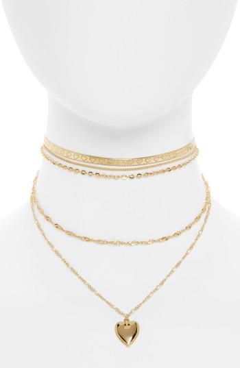 Women's Bp. Layered Heart Charm Choker