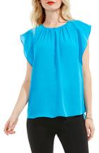 Women's Vince Camuto Flutter Sleeve Keyhole Blouse - Blue