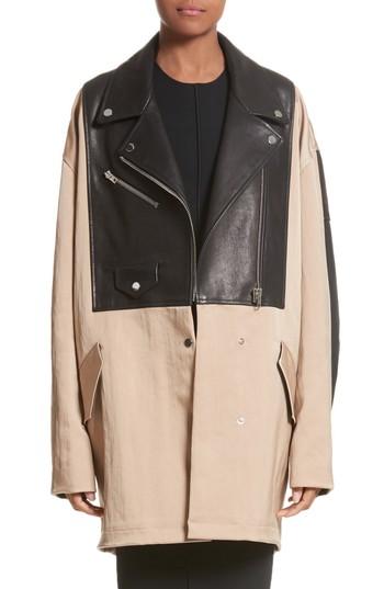 Women's Alexander Wang Mixed Media Moto Parka - Brown