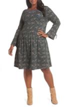 Women's Boden Casual Tie Sleeve Fit & Flare Dress (similar To 14w-16w) - Green