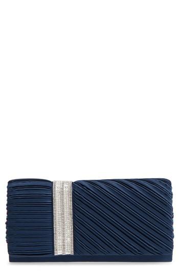 Nina Daylie Pleated Satin Clutch - Blue