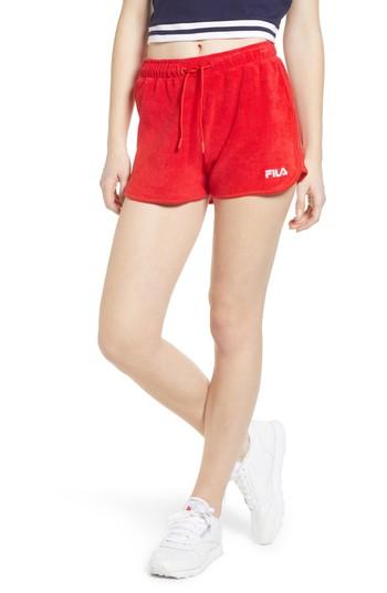 Women's Fila Follie Velour Shorts - Red