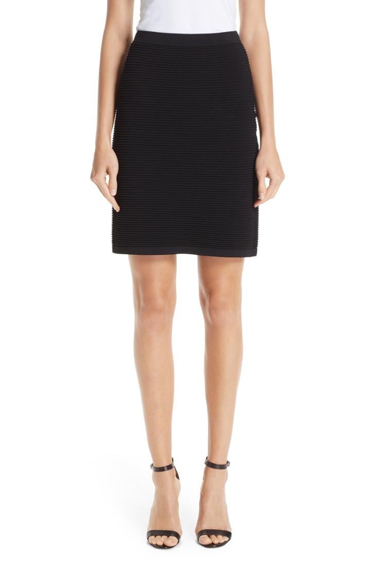 Women's Emporio Armani Rib Knit Pencil Skirt Us / 38 It - Black