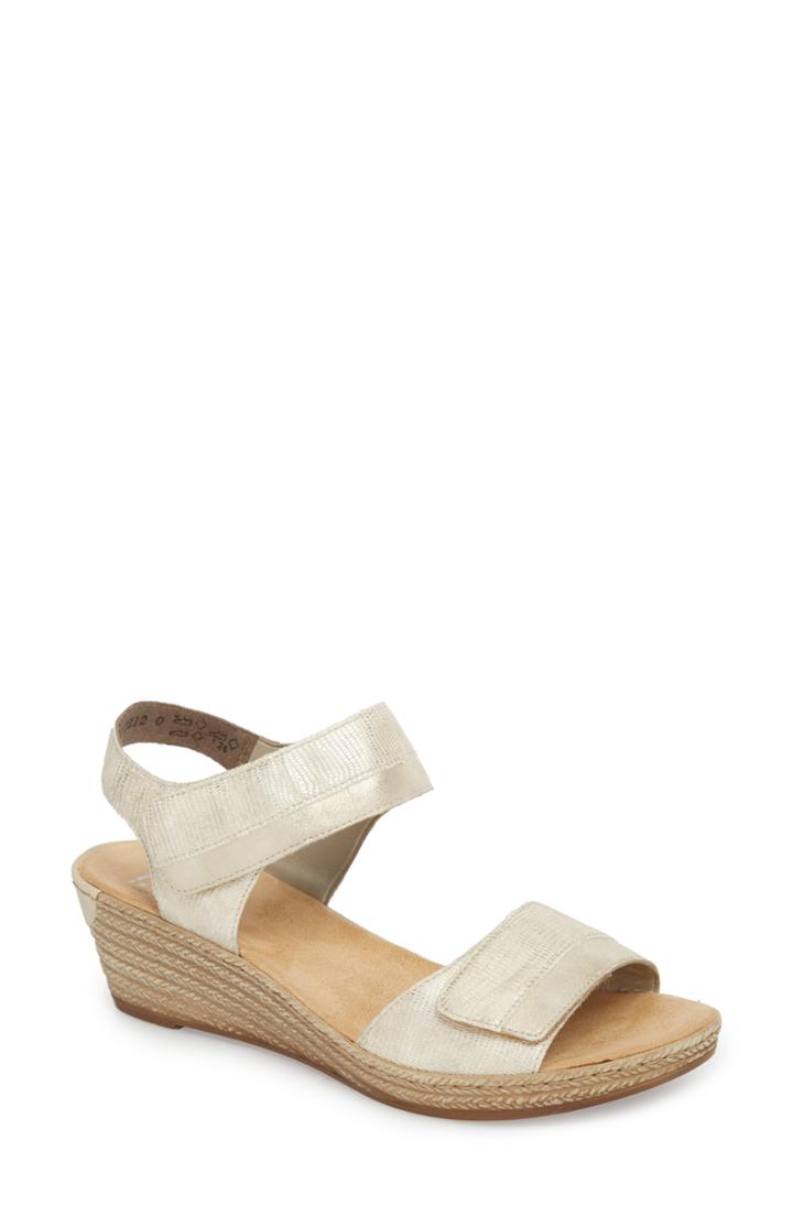 Women's Rieker Antistress Fanni 70 Wedge Sandal Us / 39eu - Metallic
