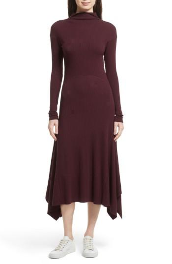 Women's Theory Ribbed Sweater Dress - Burgundy