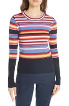 Women's Tory Burch Kit Stripe Scoop Neck Sweater - Blue