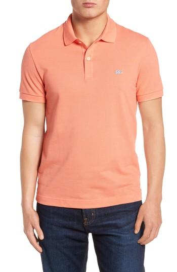 Men's Lacoste 'white Croc' Fit Pique Polo, Size 3(s) - Pink