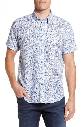 Men's Robert Graham Patrick Floral Linen Blend Sport Shirt - Blue