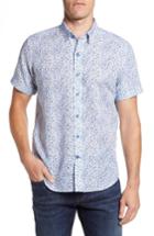 Men's Robert Graham Patrick Floral Linen Blend Sport Shirt - Blue