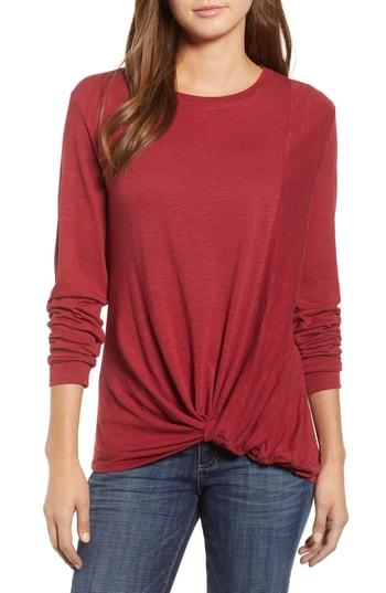 Women's Caslon Twist Front Long Sleeve Tee - Red