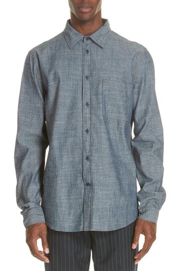 Men's Acne Studios Road Chambray Sport Shirt Eu - Blue