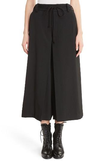 Women's Y's By Yohji Yamamoto G-gusset Tuck Front Wide Leg Pants - Black