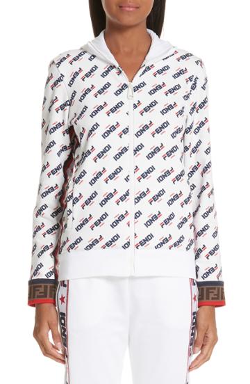 Women's Fendi X Fila Mania Logo Jersey Jacket - White