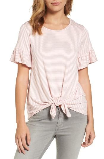 Women's Bobeau Bell Sleeve Tie Front Top - Pink
