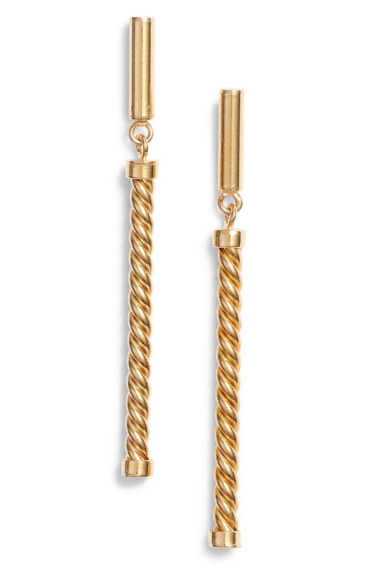 Women's Argento Vivo Linear Rope Bar Drop Earrings