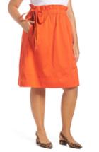 Petite Women's Halogen Side Tie A-line Skirt, Size P - Orange