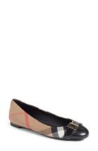 Women's Burberry Check Canvas Cap Toe Ballerina Flat Us / 35eu - Black
